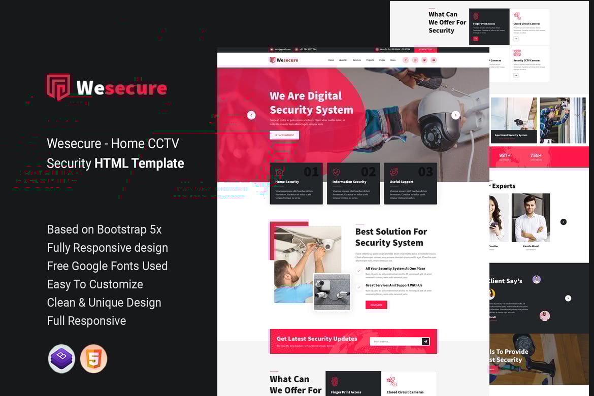 Wesecure - HTML-шаблон безопасности домашнего видеонаблюдения
