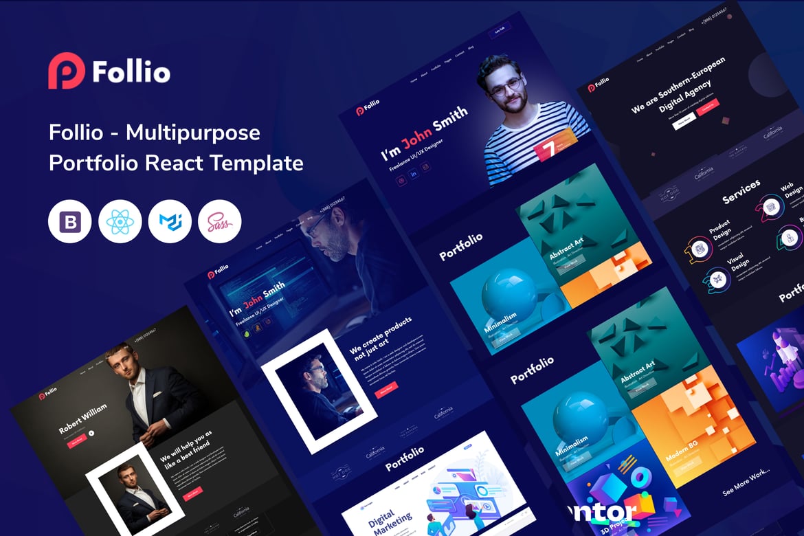 Follio - Многоцелевой шаблон портфолио React
