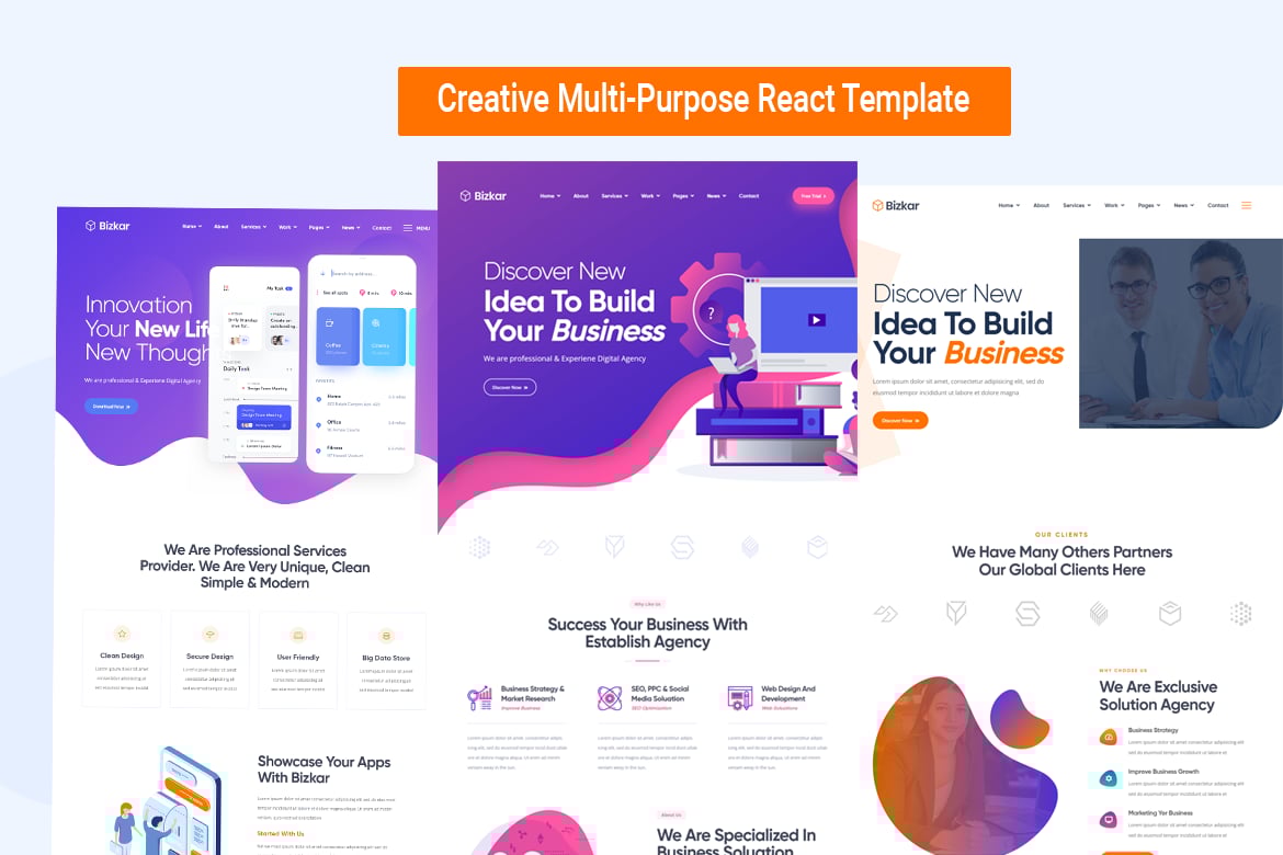 React — креативные многоцелевые шаблоны React