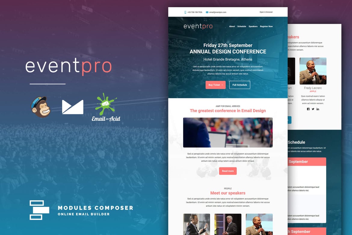 EventPro - адаптивная электронная почта для событий/конференций