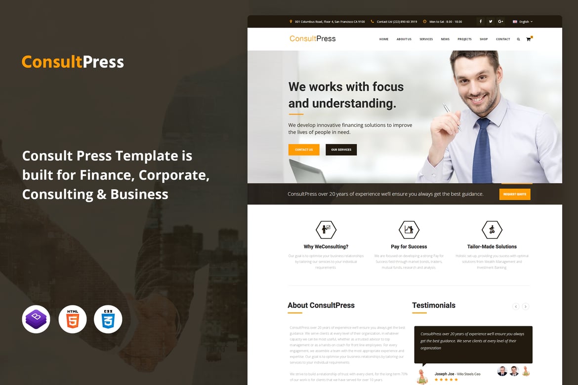 ConsultPress - HTML-шаблон для финансов и консалтинга