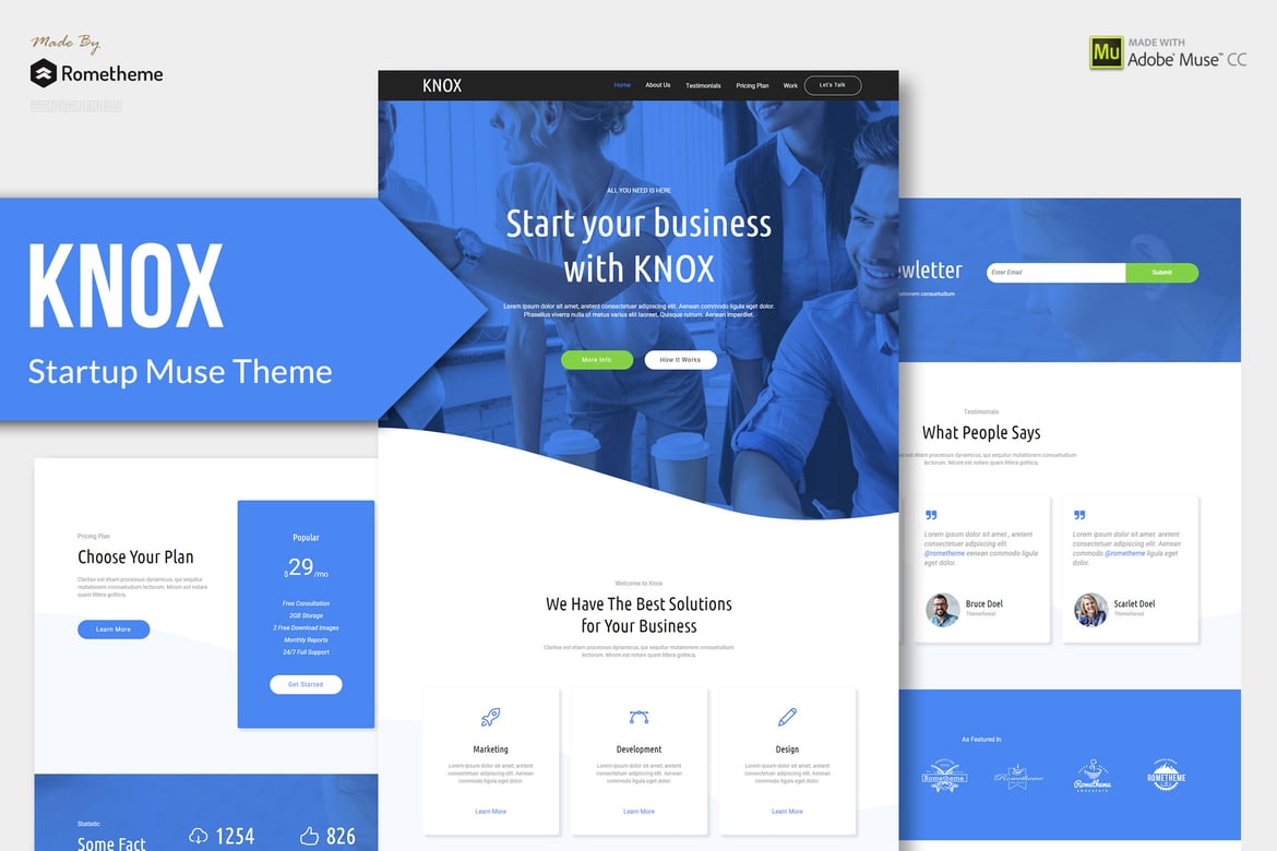 KNOX - Шаблон Muse для стартапов, агентств, приложений