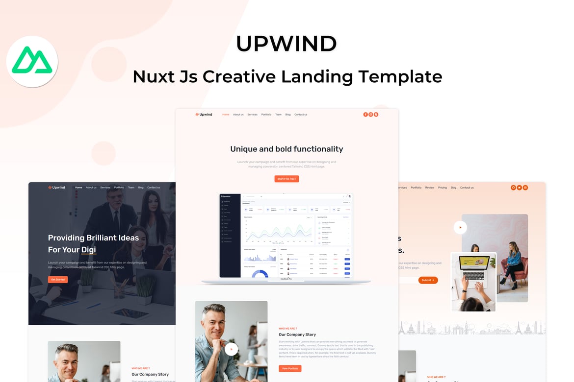 Upwind - Шаблон целевой страницы Nuxt Js