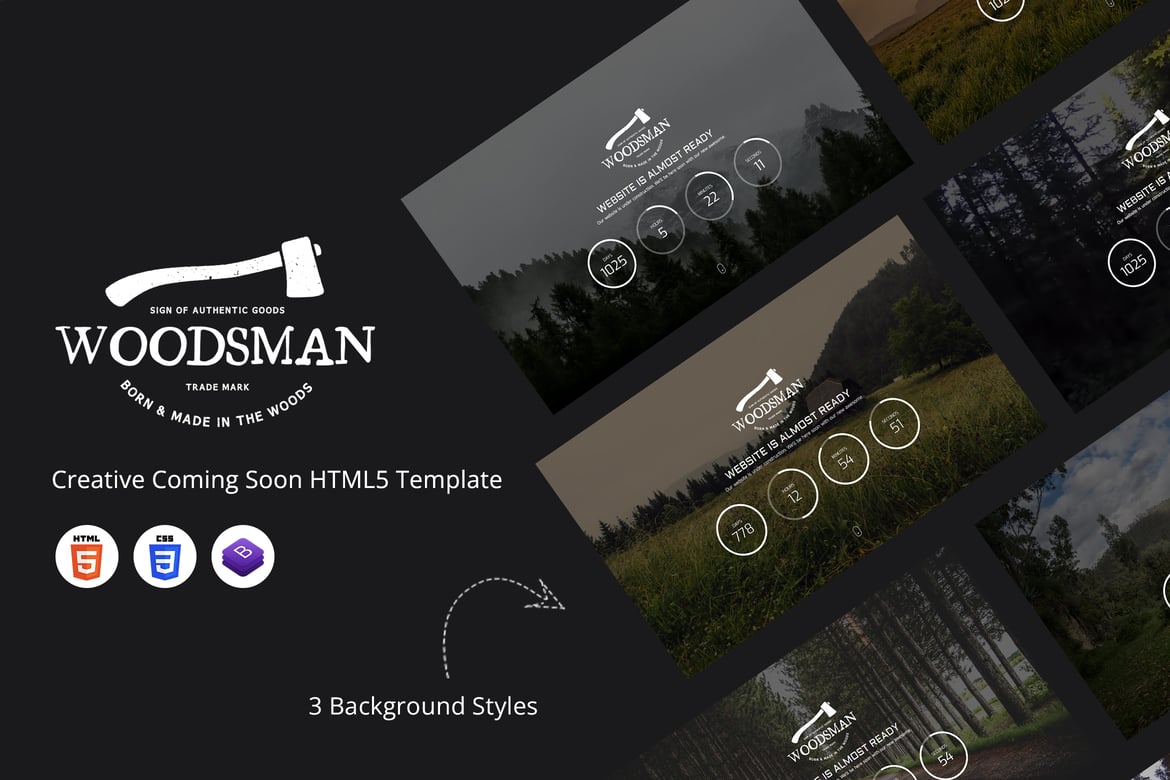 Woodsman - креативный Шаблон HTML5, который скоро появится