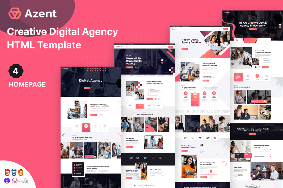 Azent - HTML-шаблон креативного цифрового агентства