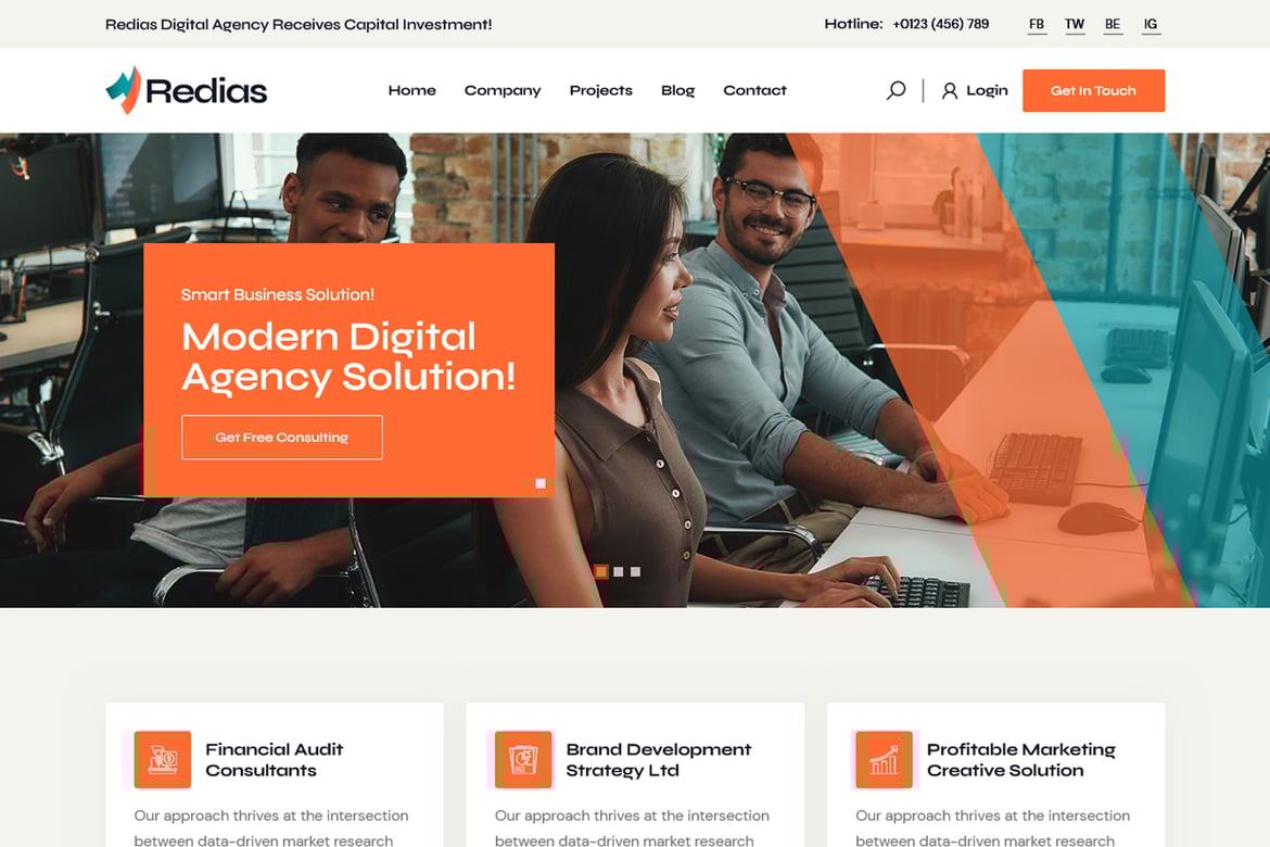 Redias - HTML5 Шаблон креативного цифрового Агентство