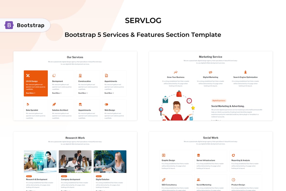 Servlog - Шаблон раздела «Услуги и функции»