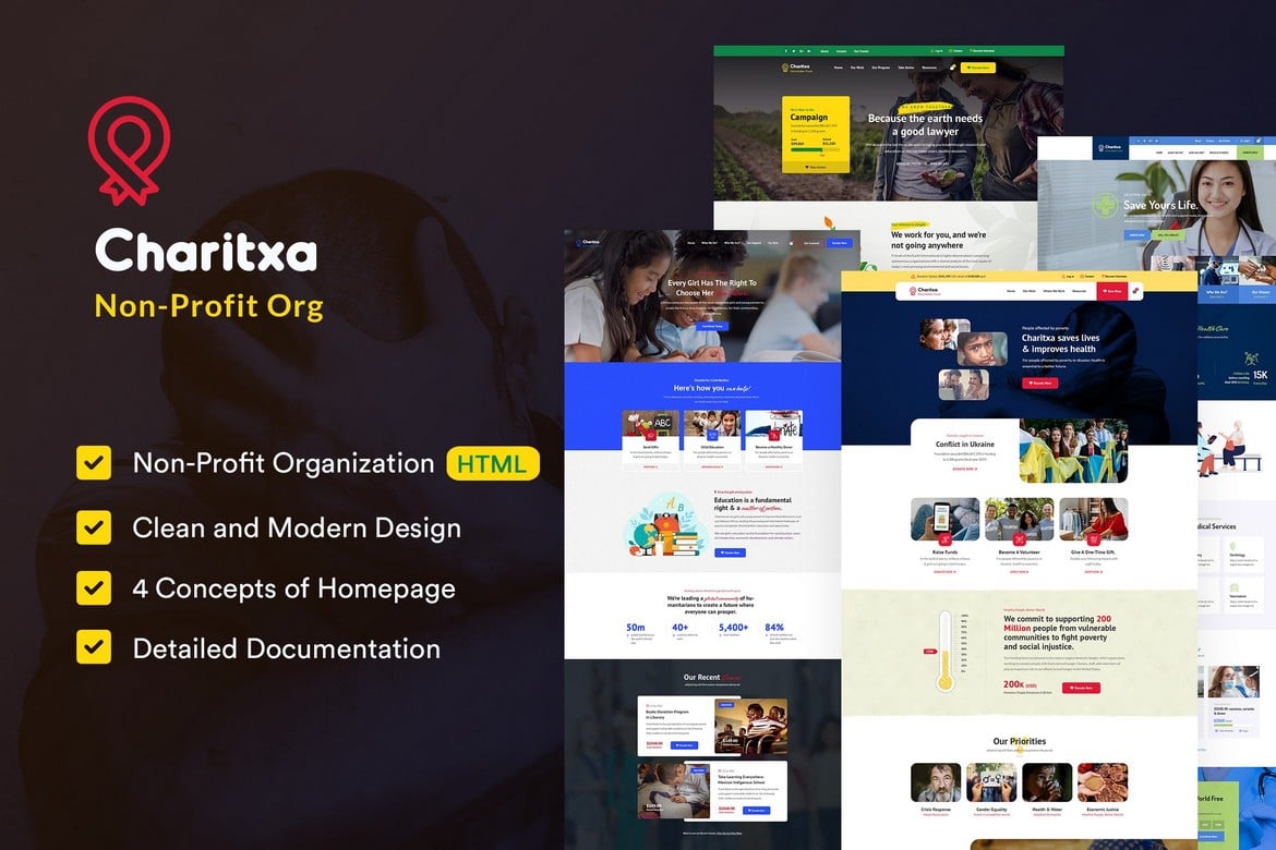 Charitxa | Многоцелевой некоммерческий HTML-шаблон