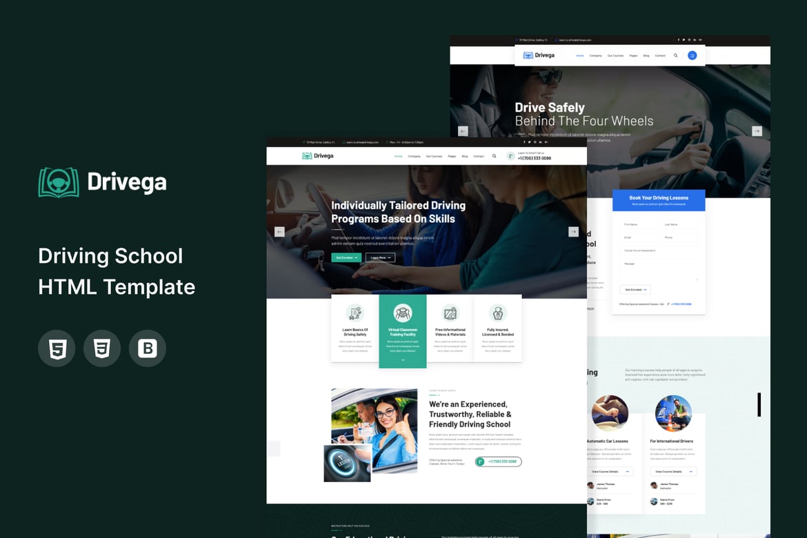 HTML-шаблон Drivega для автошколы