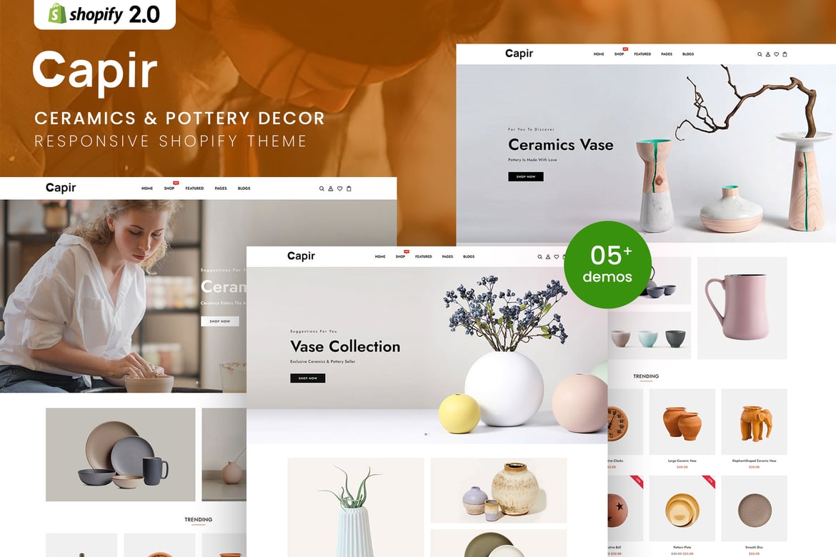 Тема Shopify 2.0 для декора из керамики и керамики в Капире