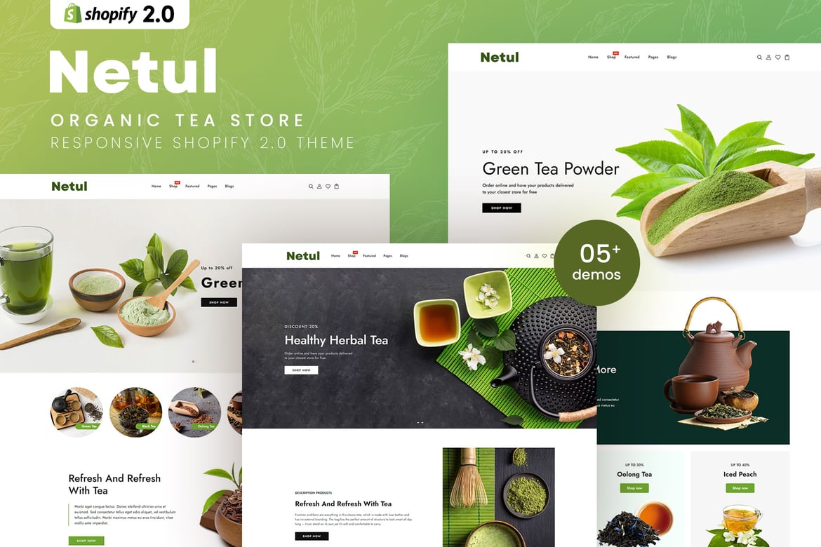 Netul - Тема Shopify 2.0 для магазина органического чая