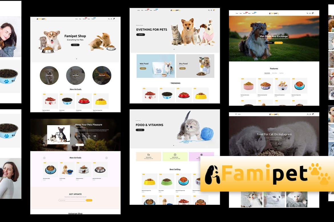 Famipet - адаптивная тема Shopify для магазина продуктов для домашних животных