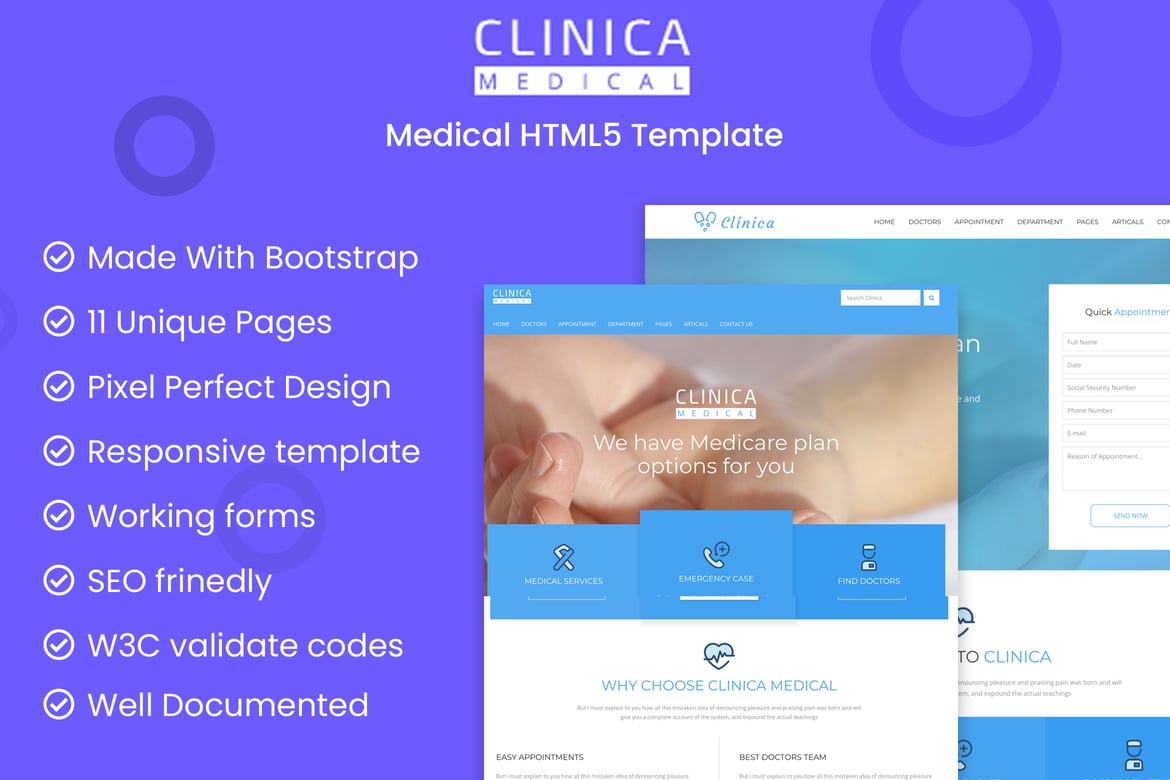 Clinica - медицинский HTML-шаблон