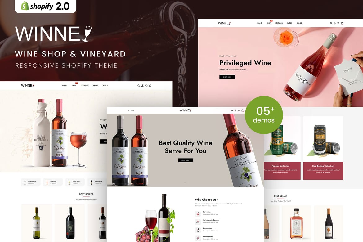 Winne - адаптивная тема Shopify 2.0 для винодельни и винодельни