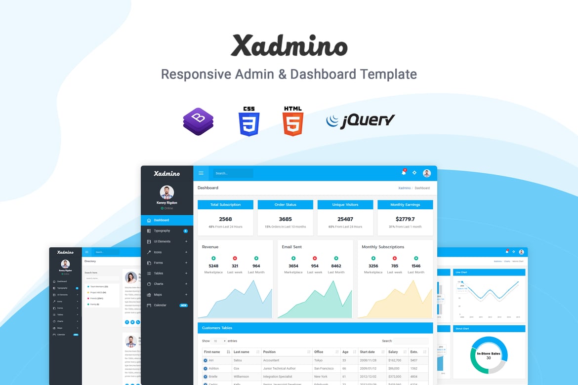 Xadmino - Шаблон администратора и панели управления