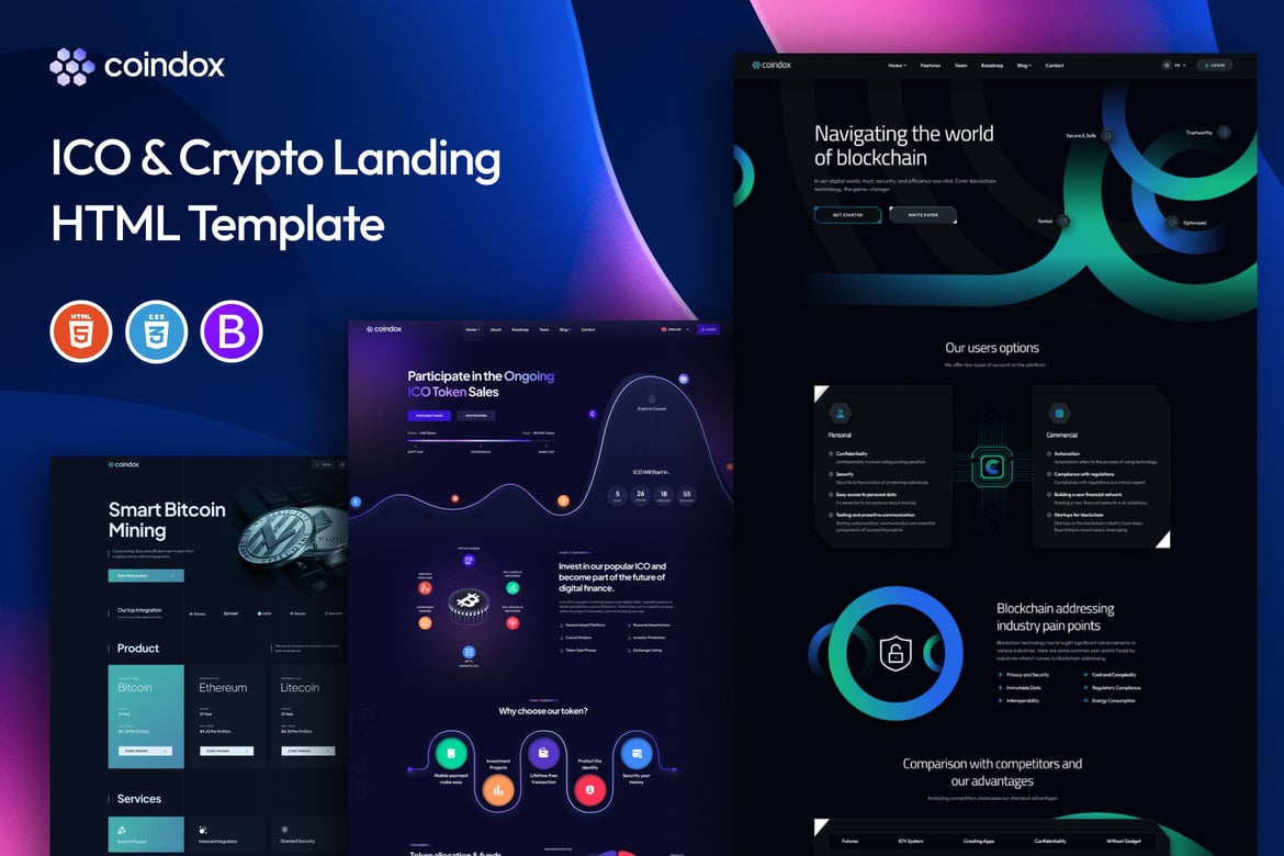 Coindox - Шаблон целевой страницы для ICO и криптовалют