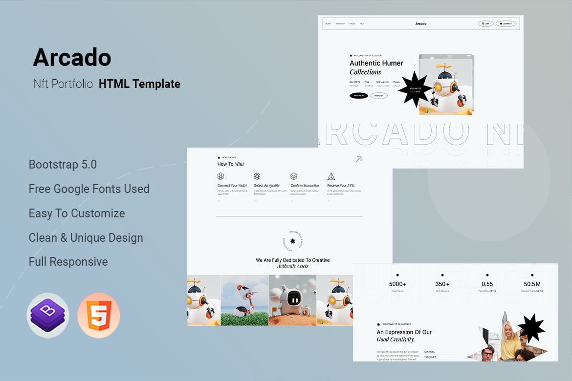 Arcado - HTML-шаблон портфолио Nft