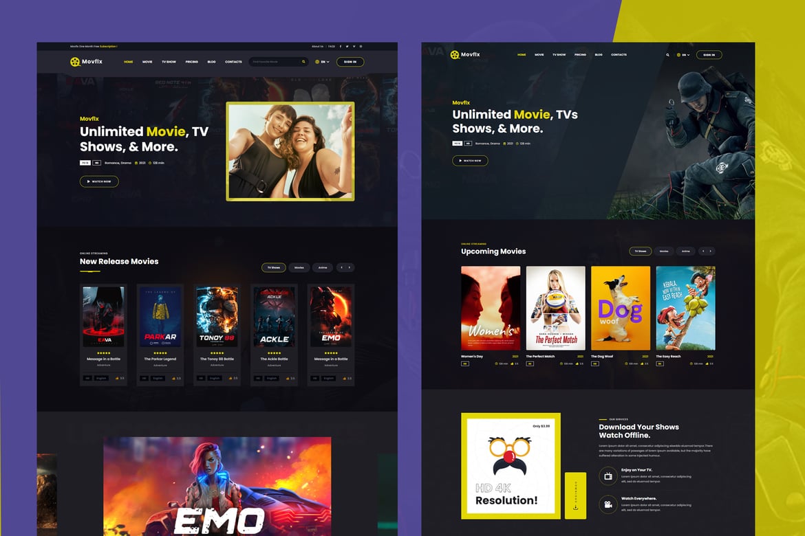 Movflx - Шаблон HTML5 для производства видео и фильмов