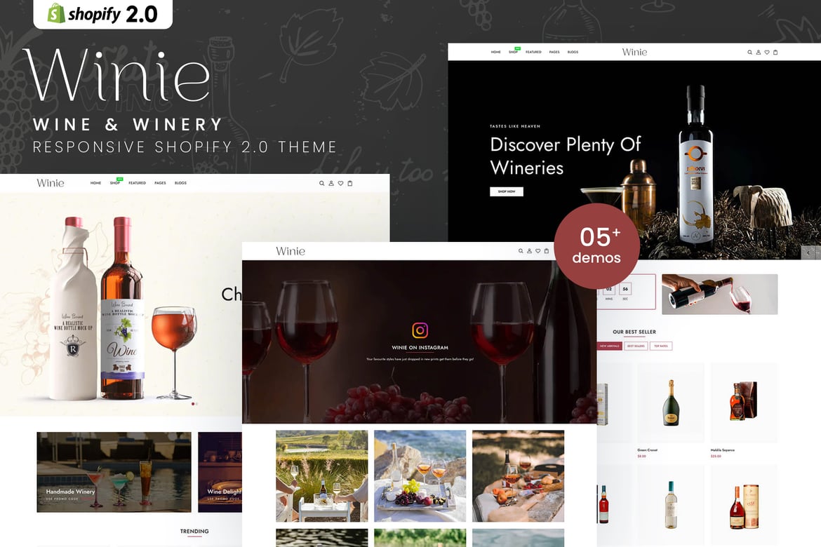 Адаптивная тема Shopify 2.0 для Winie - Вино и винодельня