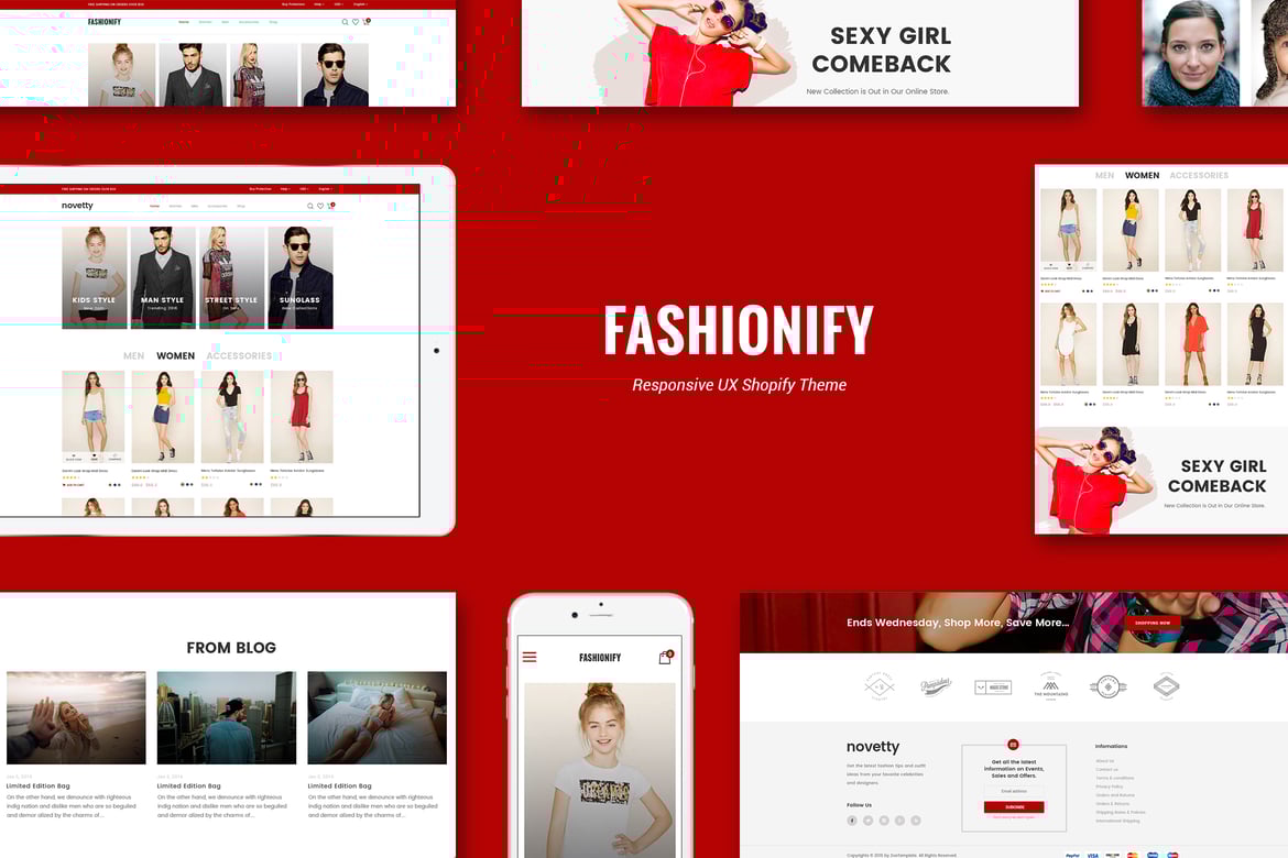 Fashionify - адаптивная модная тема Shopify