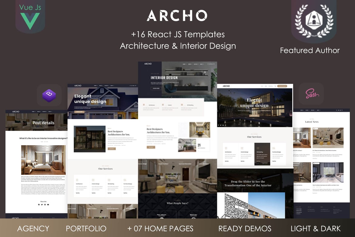 Archo - шаблон архитектуры и интерьера Vue