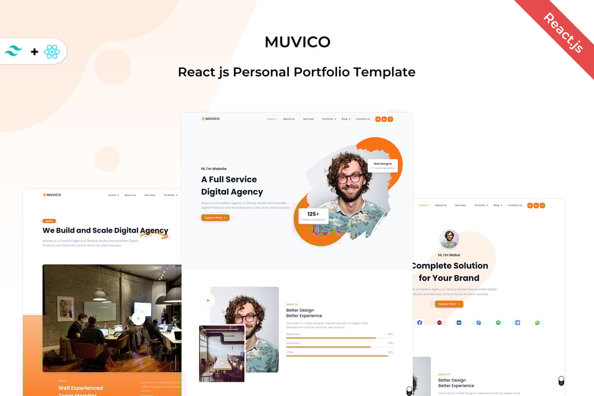 Muvico - React — это персональное и минимальное Портфолио