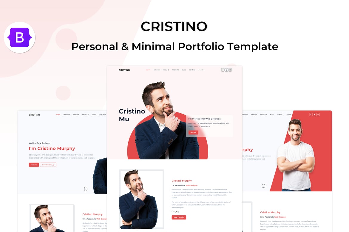 Cristino - Шаблон личного портфолио + Dark