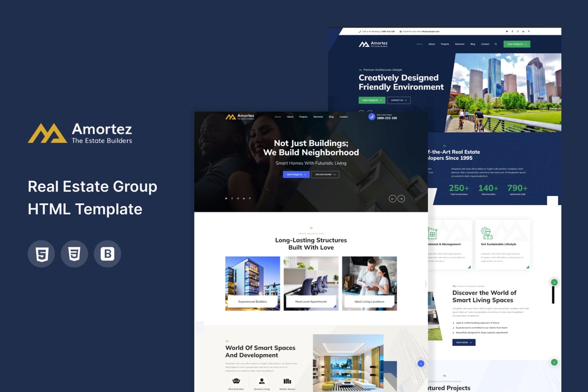 Amortez — HTML-шаблон группы по недвижимости