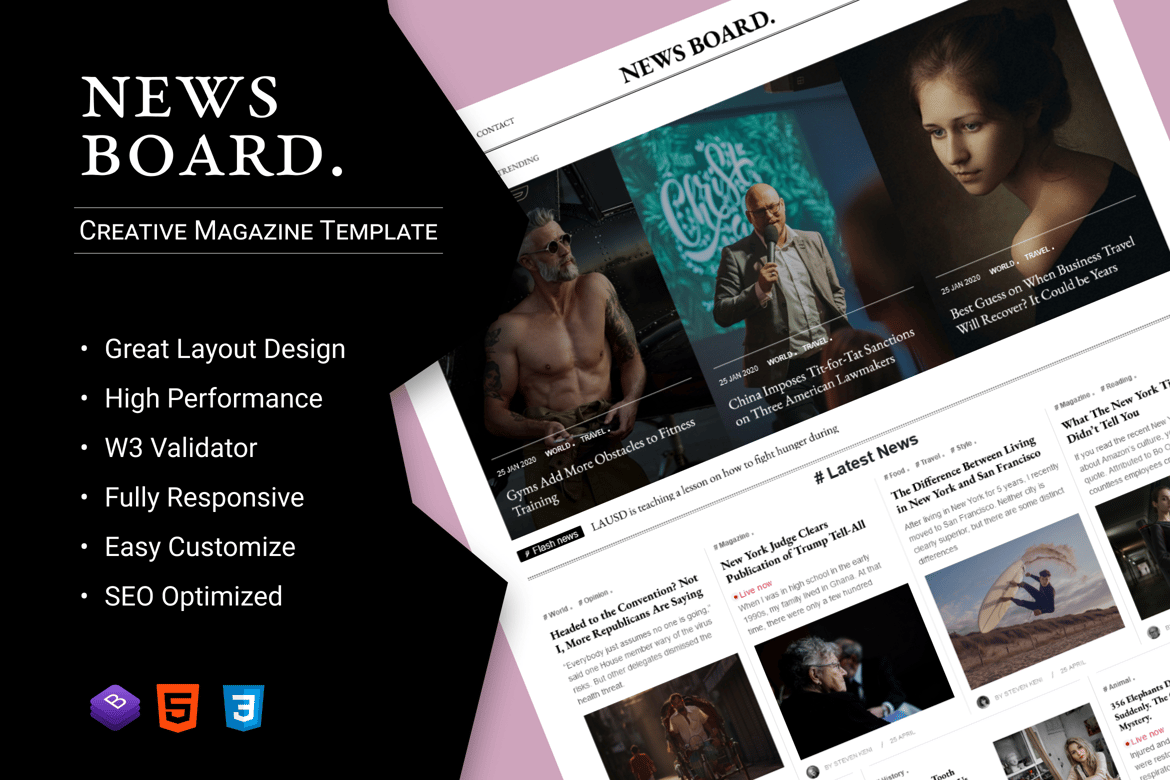 Newsboard - креативный блог/журнал/издательство HTML
