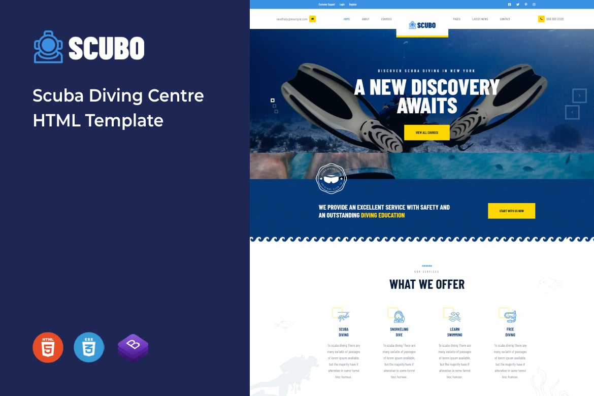 Scubo - HTML-шаблон для центра подводного плавания