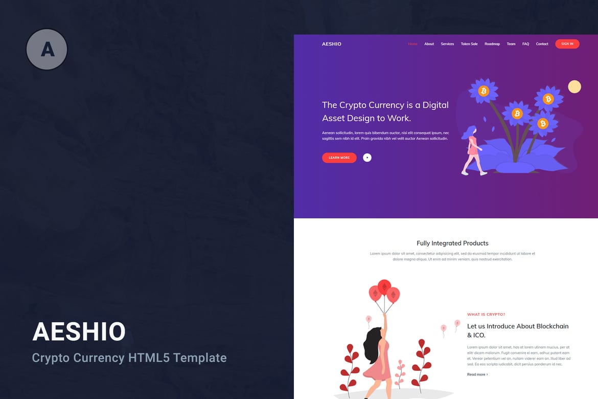 Aeshio - Шаблон HTML5 для криптовалюты