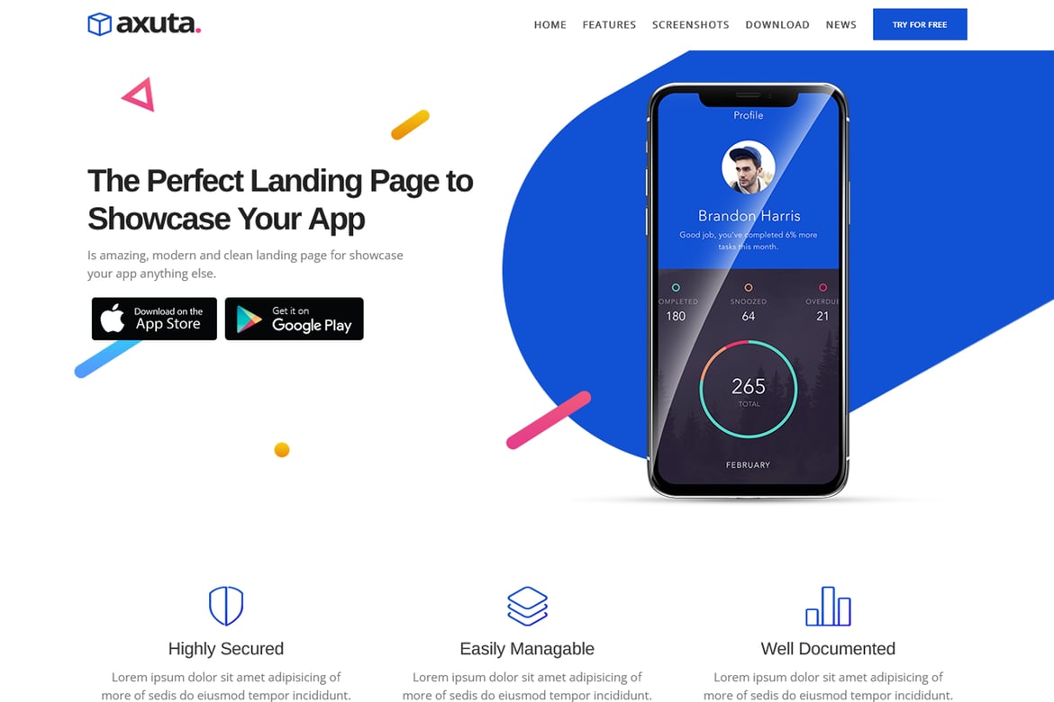 Axuta | Шаблон целевой страницы Приложение