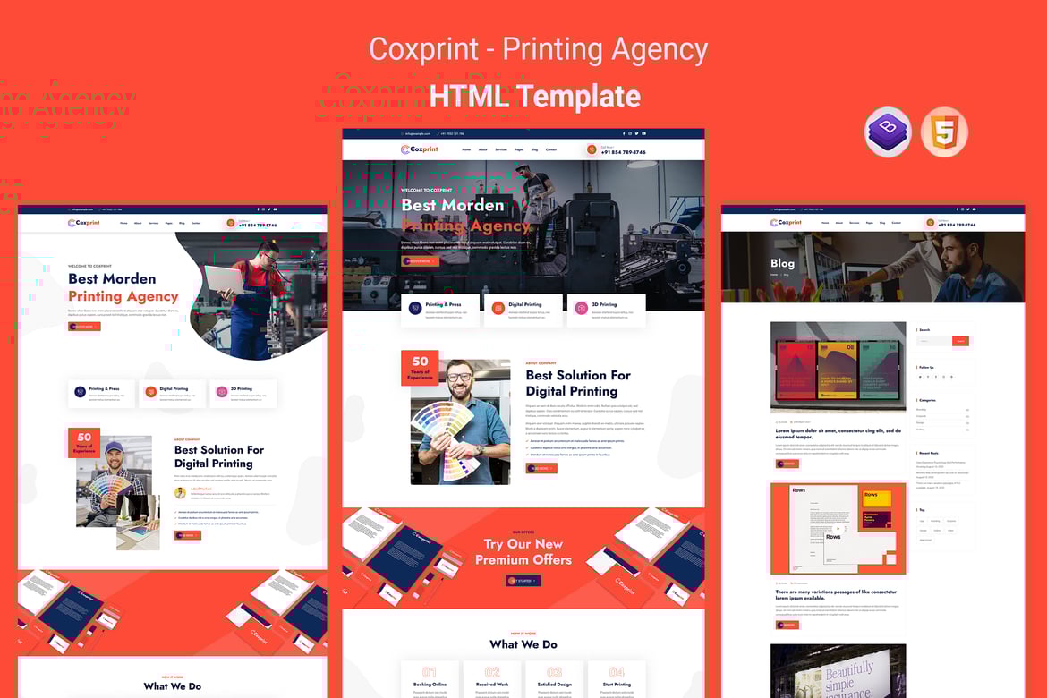 Coxprint - HTML-шаблон Полиграфического агентства