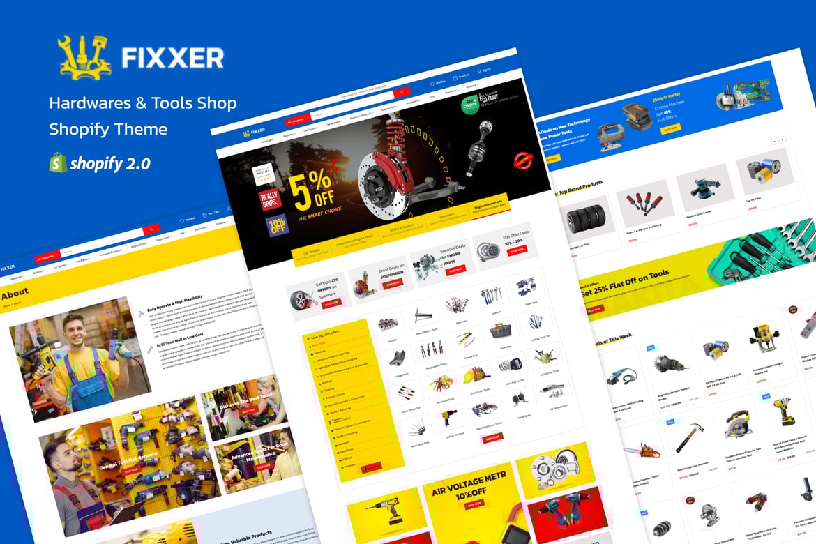 Fixxer - тема Shopify для магазина оборудования и инструментов