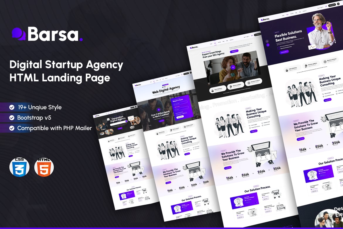 Barsa - HTML-целевая страница Агентства цифровых стартапов