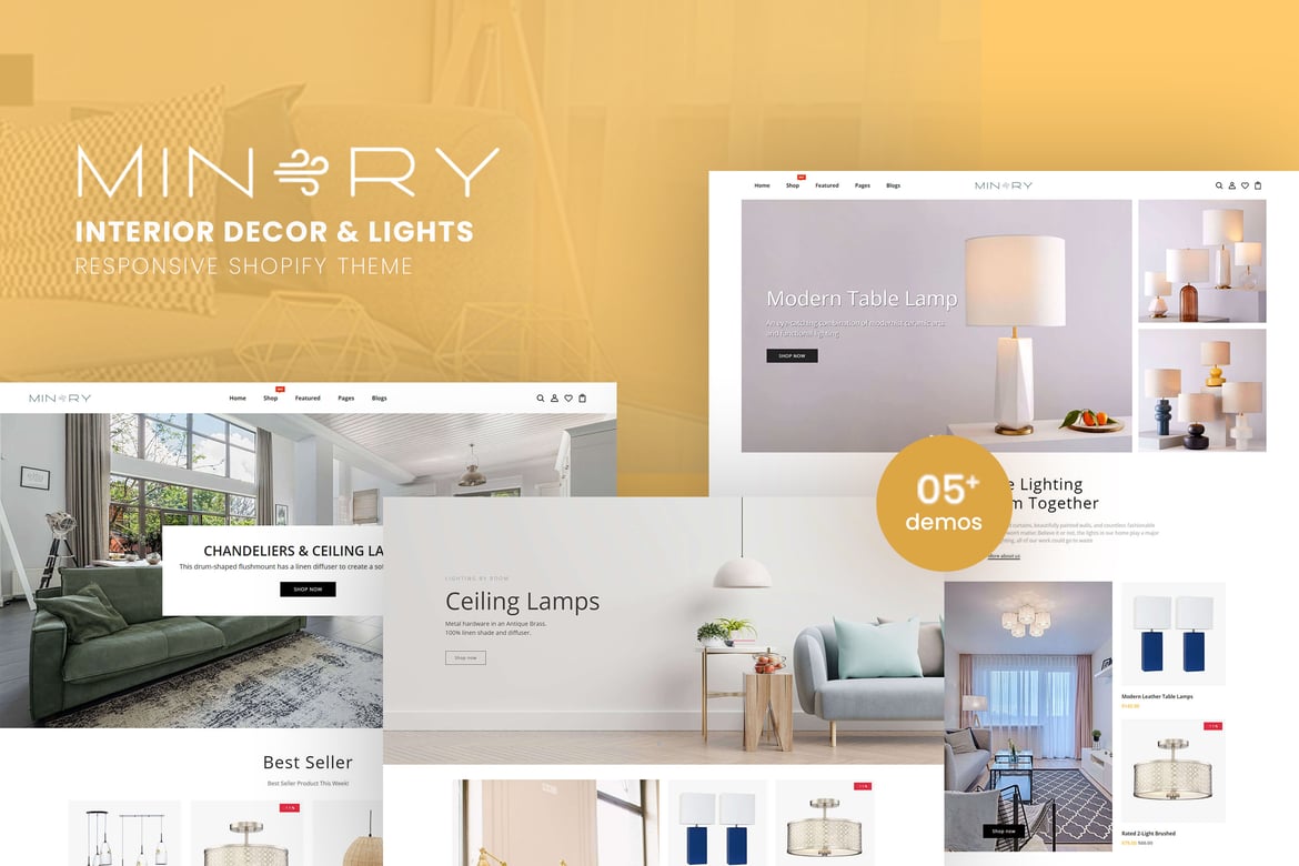 Minery - Декор интерьера и освещение Тема Shopify