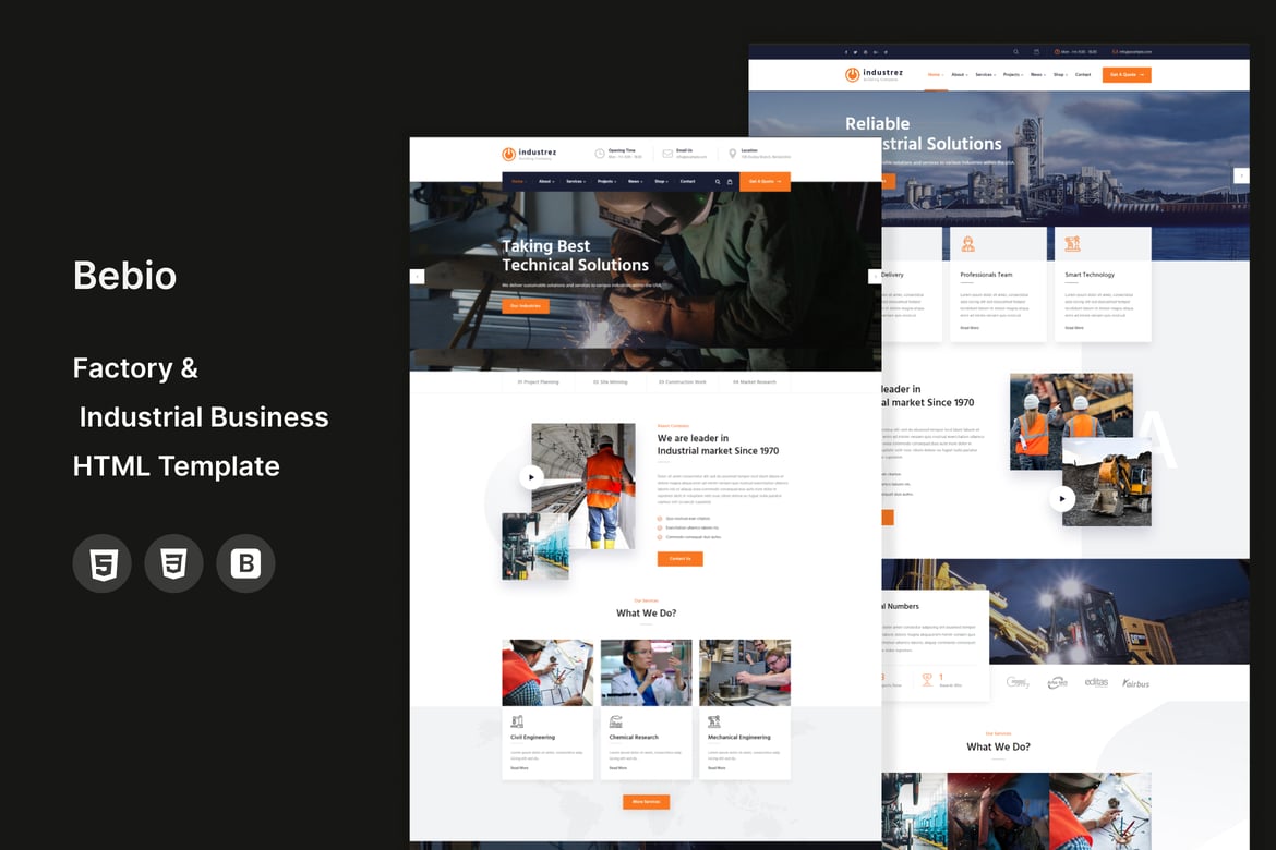Industrez - Шаблон HTML для фабрик и промышленности