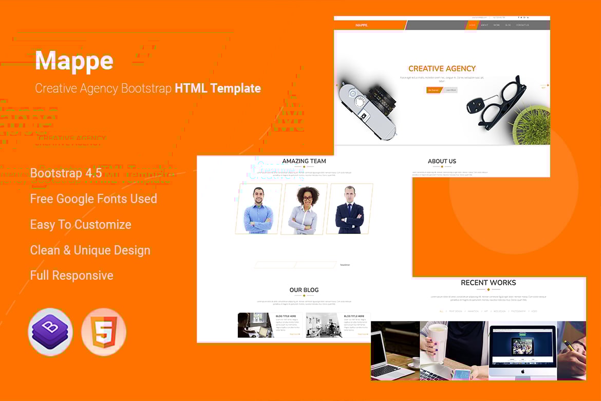 Mappe - HTML-шаблон Bootstrap для креативного Агентство