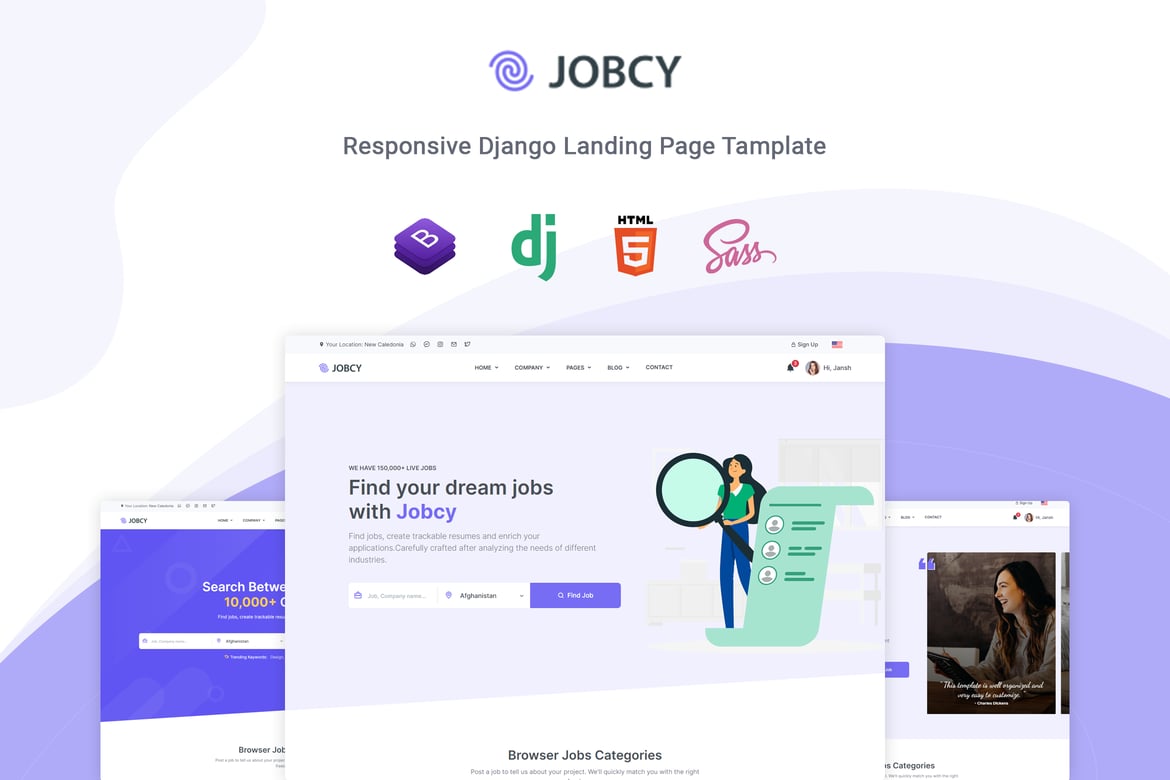 Jobcy - Шаблон доски вакансий и списка вакансий Django