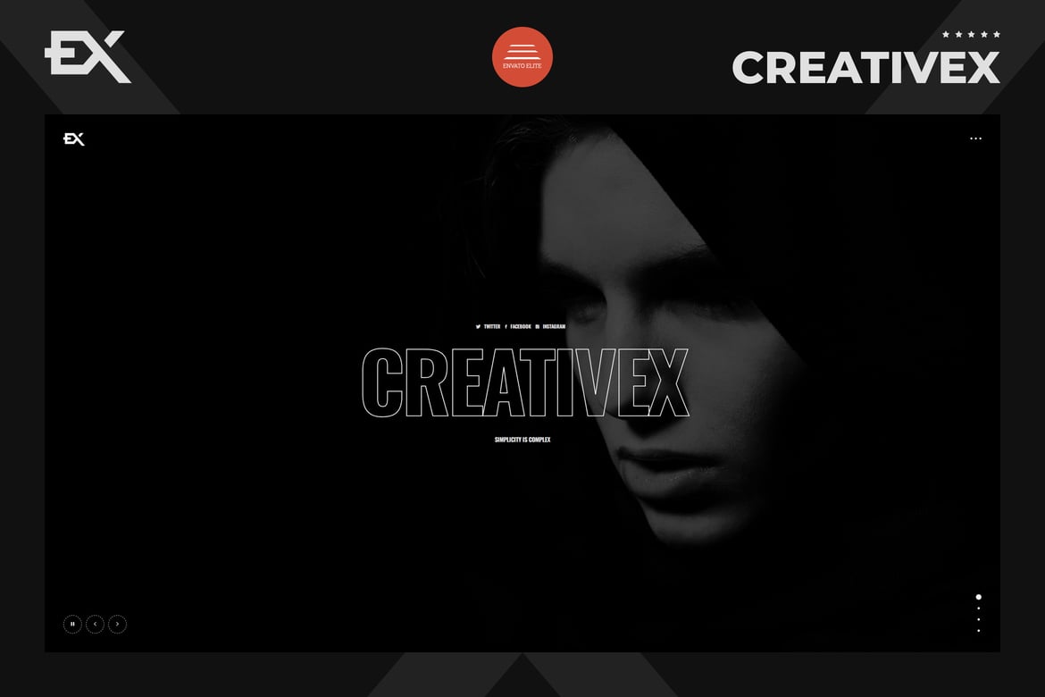 Creativex - смелый шаблон портфолио
