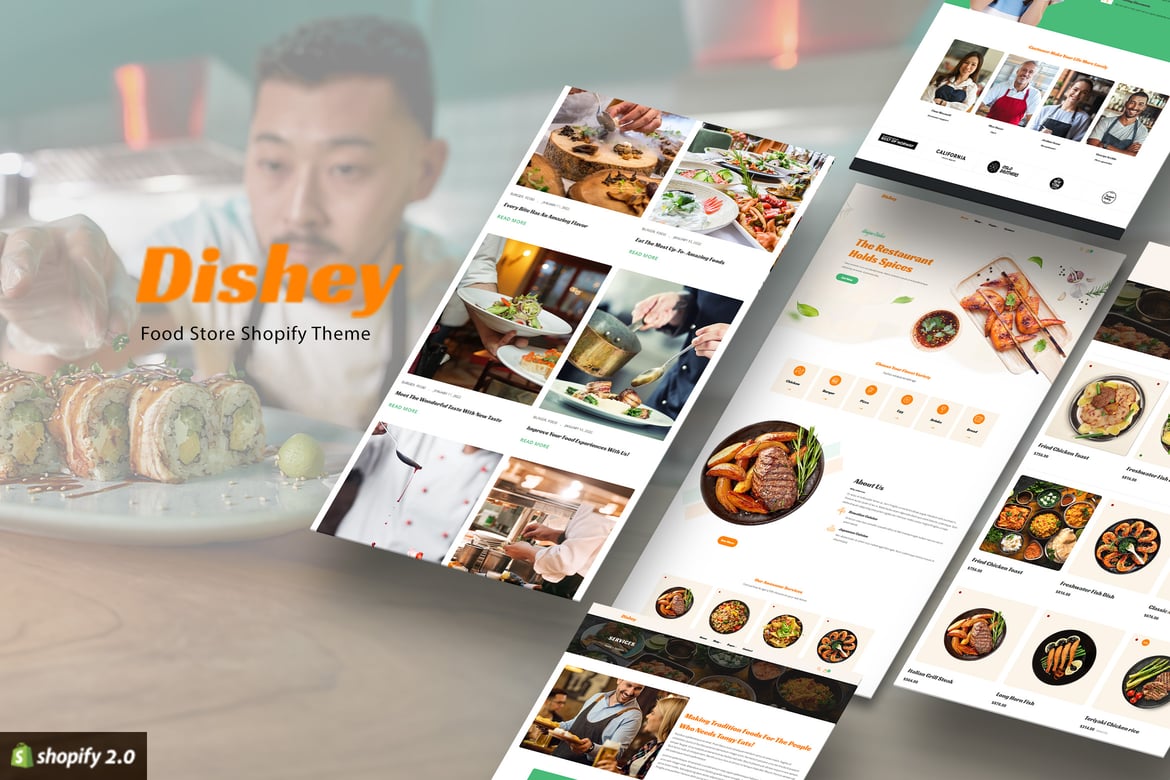Тема Shopify 2.0 для ресторанов и продуктовых магазинов
