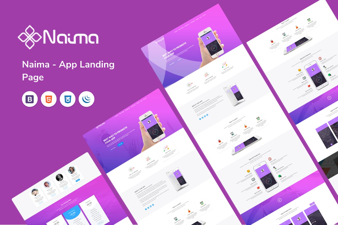 Naima - Шаблон целевой страницы приложения