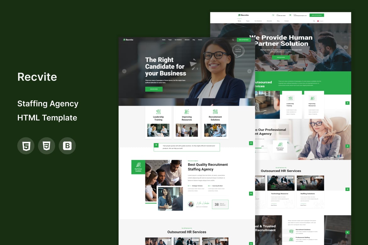 Recvite - HTML-шаблон кадрового агентства