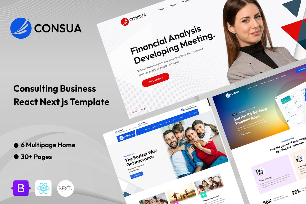 Шаблон Consia - Корпоративный бизнес Next js
