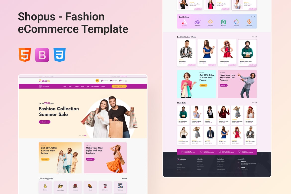 Shopus - электронная коммерция bootstrap 5 в формате HTML