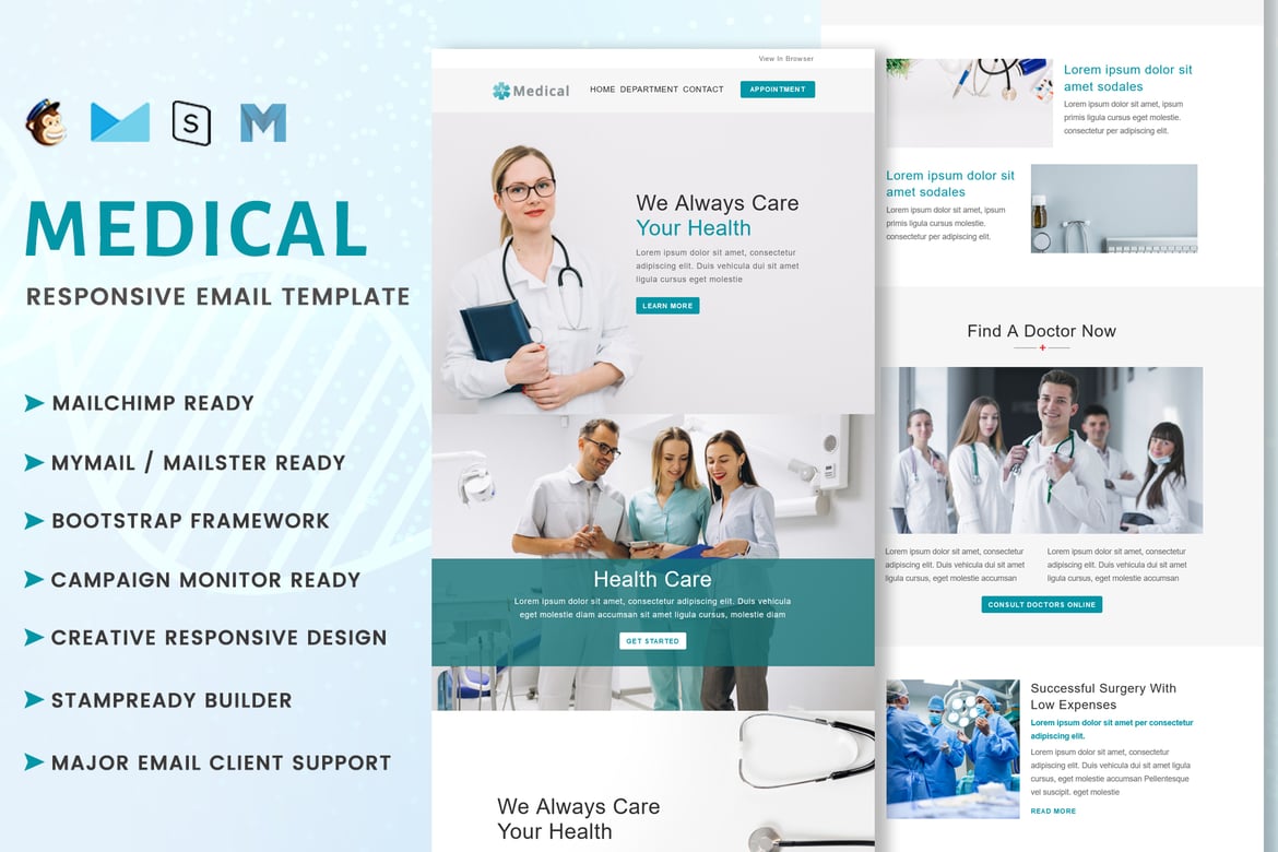 Medical - Многоцелевой адаптивный шаблон электронной почты