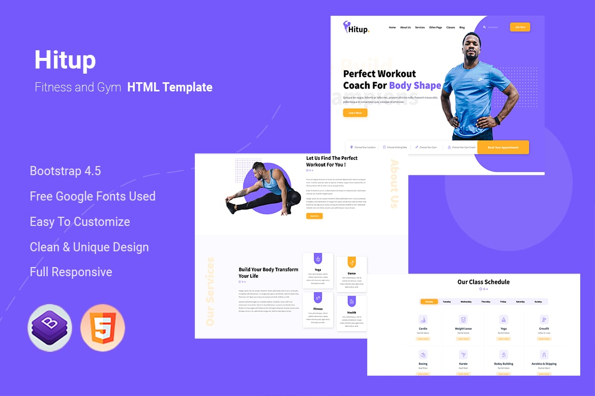 Hitup - HTML-шаблон для фитнеса и тренажерного зала