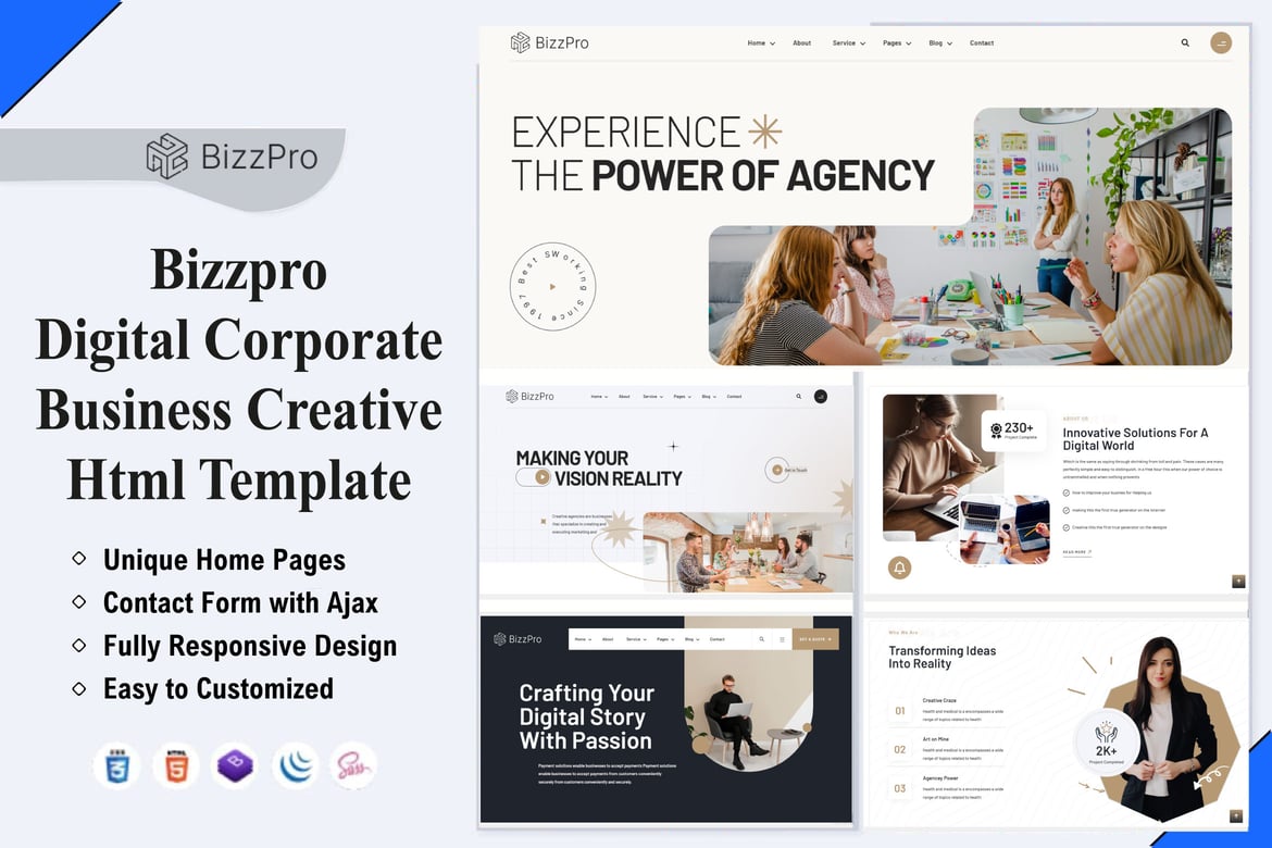 Bizzpro — цифровой корпоративный бизнес, креативный HTML-код