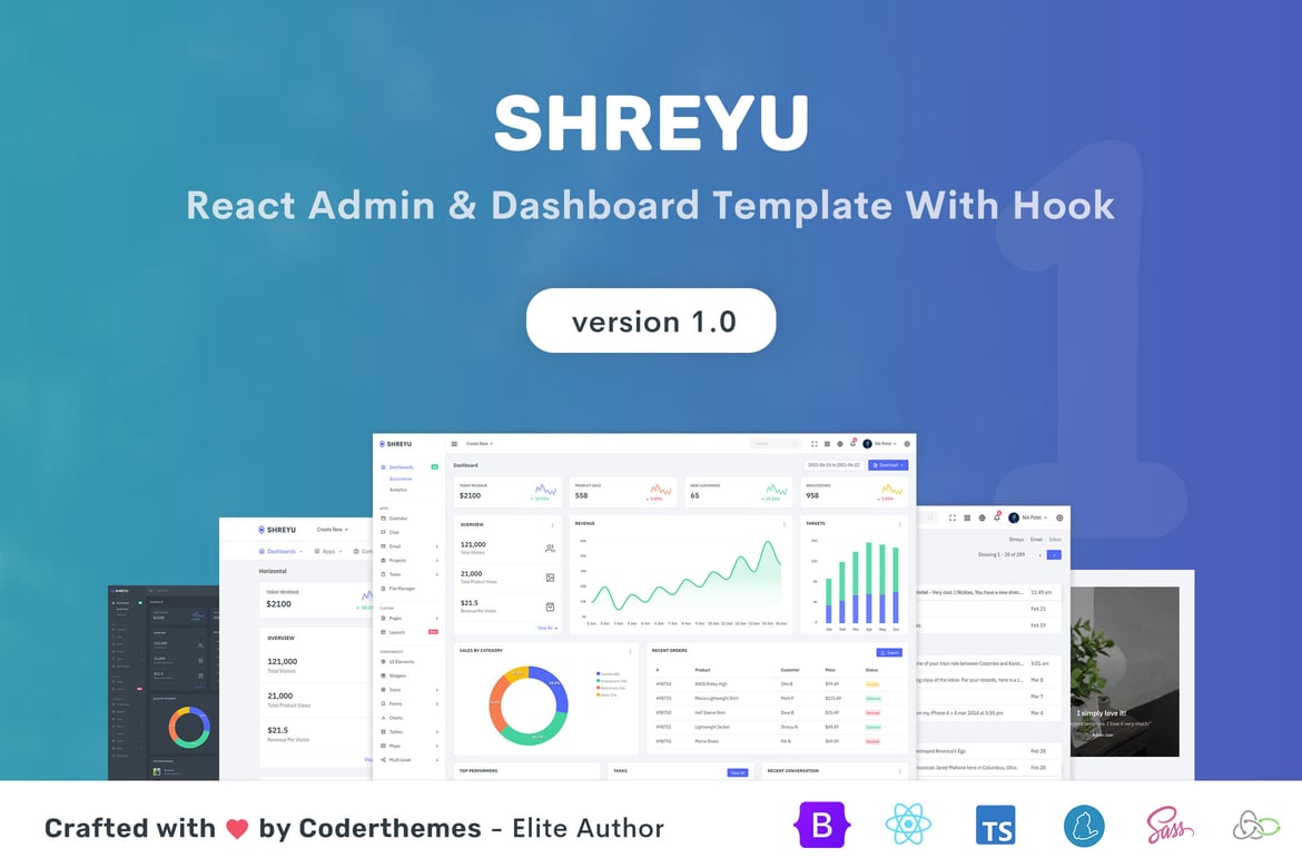 Shreyu - Шаблон администратора и панели управления React