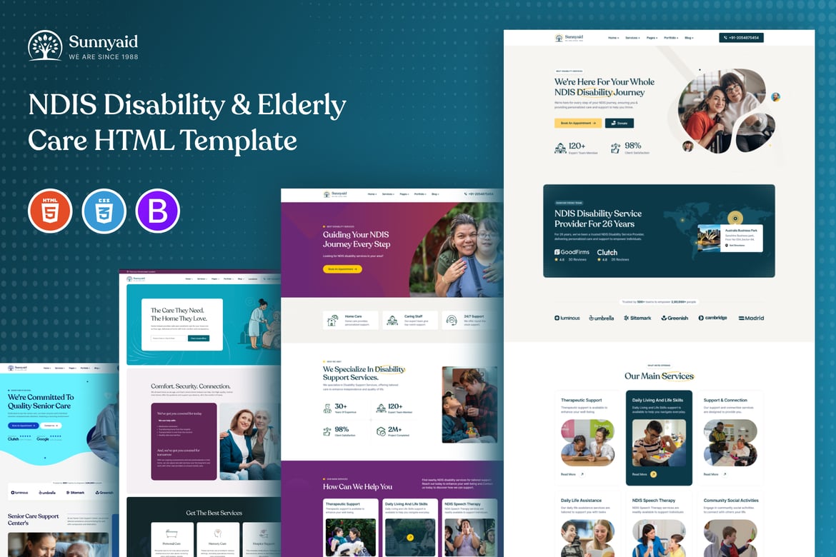 Шаблон службы помощи инвалидам Sunnyaid - NDIS